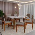 Conjunto para Sala de Jantar Tampo Oval 170cm com 6 Cadeiras Madeira Maciça Miami Marrom/Caramelo/Café/Off White