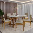 Conjunto para Sala de Jantar Tampo Oval 170cm com 6 Cadeiras Madeira Maciça Miami