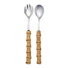 Conjunto Para Salada Duas Peças Aço Inox e Bambu Natural