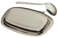 Conjunto Para Servir Feijão 02 Peças Inox Concha E Travessa Biginox