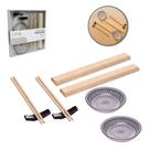 Conjunto para Sushi com 2 Pratos, Molheiras e 2 Suportes de Porcelana + 2 Pares de Hashi/Palitos e 2 Esteiras de Bambu