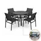 Conjunto para Varanda Gourmet Mesa 1,00m e 4 Cadeiras Resistente ao Sol -