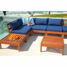 Conjunto para Varanda/Jardim com 3 Módulos Centrais, 1 Módulo Canto e 1 Mesa em Madeira Maciça Stain Nogueira