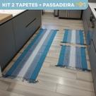 Conjunto Passadeira Para Cozinha 3 Peças Em Algodão Confortável Estilo Rústico com Franjas