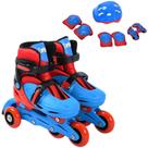 Conjunto Patins Infantil Triline + Kit de Proteção 28-31 Azul e Vermelho brink+