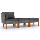 Conjunto Patio Lounge VidaXL Joyful Grey Poly Rattan de 3 peças Conjunto Patio Lounge VidaXL Joyful Grey Poly Rattan de 3 peças