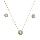 Conjunto Pedra Zircônia Cristal Folheado a Ouro 18k. JCJ012