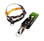 Conjunto Peitoral e Guia Estampado de Nylon Regulável para Cães