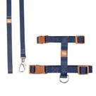 Conjunto Peitoral H Toh Marinho e Caqui para Gato Conjunto Peitoral H Toh Marinho e Caqui para Gato