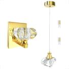 Conjunto Pendente Arandela De Cristal K9 Dourado + Led