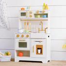 Conjunto pequeno branco Wooden Play Kitchen Leeshyah com máquina de fazer gelo