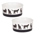 Conjunto pequeno de tigelas cerâmicas para gatos Bone Dry preto/branco 200 ml, 2 unidades Conjunto pequeno de tigelas cerâmicas para gatos Bone Dry preto/branco 200 ml, 2 unidades