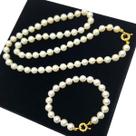 Conjunto Pérola Colar 8mm 60cm Pulseira 6 ou 8mm Banho De Ouro 4820 Conjunto Pérola Colar 8mm 60cm Pulseira 6 ou 8mm Banho De Ouro 4820