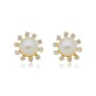 Conjunto Pérola Natural Com Zircônias Em Ouro 18k Bailarina