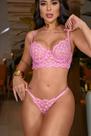 Conjunto Personalizável Fio Borboleta em Tule com Coração Rosa Claro - Sutiã e Calcinha