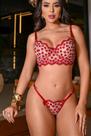 Conjunto Personalizável Fio Borboleta em Tule Ilusion com Coração Vermelho - Tamanho P, M, G, GG