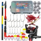 Conjunto Pesca Profissional 2 Varas, 1Molinete , Estojo Organizador Acessórios Boia Chumbada Anzol Isca