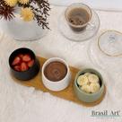 Conjunto Petisqueira com 3 Bowls em Cerâmica Fosca e Bandeja de Bambu Conjunto Petisqueira com 3 Bowls em Cerâmica Fosca e Bandeja de Bambu
