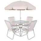 Conjunto Petrópolis para Jardim com Mesa Cadeira e Guarda Sol 86207 Bege BEL