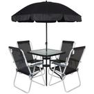 Conjunto Petrópolis para Jardim com Mesa Cadeira e Guarda Sol 86207 Preto BEL