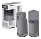 Conjunto Pia Lavabo Dispenser Sabonete Liquido Porta Escova Cinza
