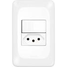 Conjunto Pial Pop 4X2 Branco Com Placa (1Paralelo+Tomada 10A) Lgx203