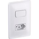 Conjunto Pial Zeffia Branco Modulo Com Placa 1 Paralelo + 1Tomada 2P+T - 680114
