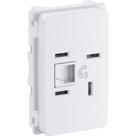 Conjunto Pial Zeffia Branco Modulo Com Placa 1 Tomada Telefone Rj11 0125