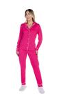 Conjunto Pijama Americano Aberto Feminino Adulto Inverno Longo Suede Conforto Botões