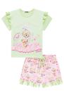 Conjunto Pijama Infantil Blusa em M. Malha e Shorts em Malha Comfy Ursinha Spa - Kukiê Conjunto Pijama Infantil Blusa em M. Malha e Shorts em Malha Comfy Ursinha Spa - Kukiê