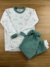 Conjunto Pijama Infantil Masculino Ursinho Verde Calça Plush