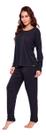 Conjunto Pijama Liz IMI Lingerie Feminino em Suede Canelado Manga Longa para Inverno