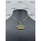 Conjunto pingente coroa xangô + corrente banhado ouro