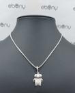 Conjunto pingente coruja + corrente banhado à rhodium