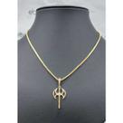 Conjunto pingente machado + corrente banhado a ouro