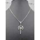 Conjunto pingente machado + corrente banhado a rhodium