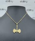 Conjunto pingente machado xangô + corrente banhada