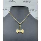 Conjunto pingente machado xangô + corrente banhada