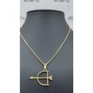 Conjunto pingente ofá oxóssi + corrente banhado ouro
