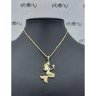 Conjunto pingente sereia + corrente banhado à ouro 18k