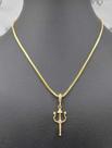 Conjunto pingente tridente + corrente banhado ouro