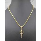 Conjunto pingente tridente + corrente banhado ouro