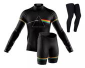 Conjunto Pink Floyd Camisa Manga Longa Bermuda Gel Pernito Silicone Mtb