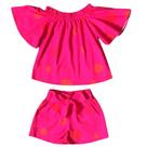 Conjunto Pink Poa Short e Blusa Ciganinha - Tamanho: 2 a 12