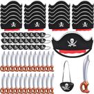 Conjunto Pirate Party Zeedix 72 unidades: 24 chapéus de pirata, 24 espadas, 24 tapa-olhos