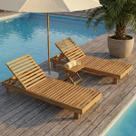 Conjunto Piscina Espreguiçadeira Maju e Banquinho Ibira Madeira Maciça Madeiral
