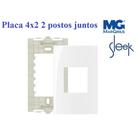 Conjunto Placa 4X2 2 Postos Juntos + Suporte Branco - MarGirius Sleek Conjunto Placa 4X2 2 Postos Juntos + Suporte Branco - MarGirius Sleek