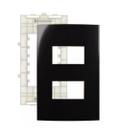 Conjunto Placa 4x2" 2 Postos Separados Preto + Suporte (branco) PA021422 Margirius