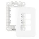 Conjunto Placa 4X2 3 Postos + Suporte Branco - MarGirius B3