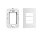 Conjunto Placa Branca 3 Módulos 4x2 Com Suporte Linha Brava Soprano